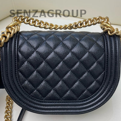Chanel Black Caviar Leather Leboy Flap Bag Chain Shoulder Crossbody