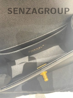 Chanel Le Boy Small Black Caviar Quilted Chain Shoulder Crossbody Bag
