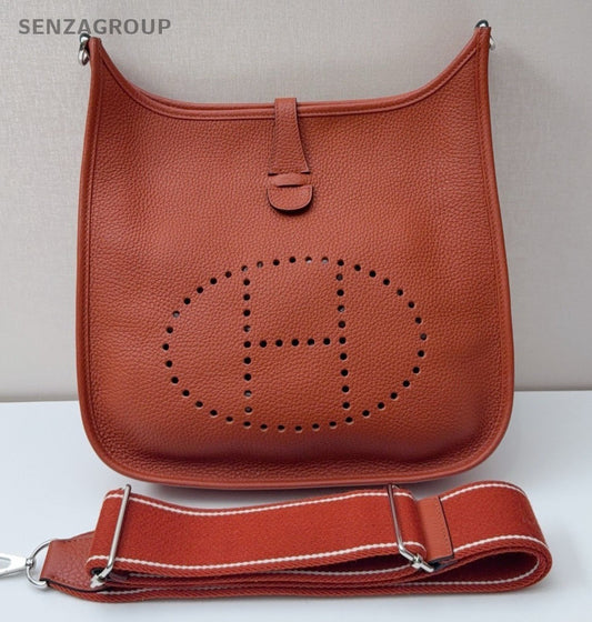 Hermes Evelyne29 Crossbody Orange Silver Used Women Classic Fashion