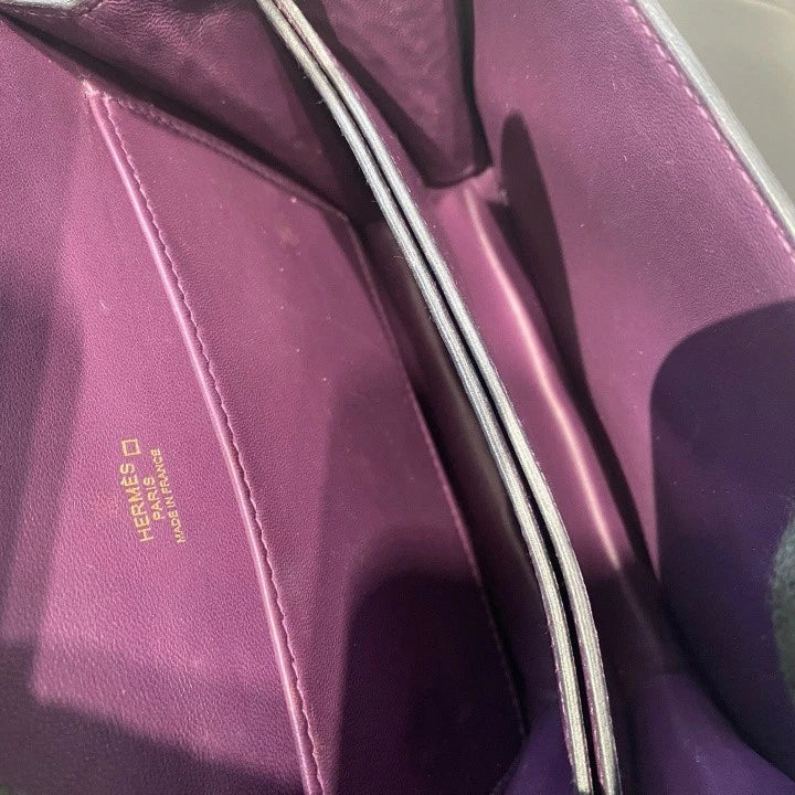 Hermes Roulis 19 Mini Shoulder Crossbody Bag Purple Gold Hardware Women D