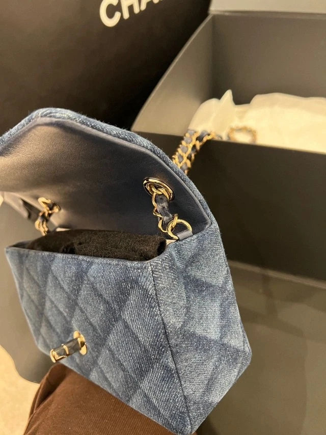 Authentic CHANEL Denim CF Mini Shoulder Crossbody Bag For Women