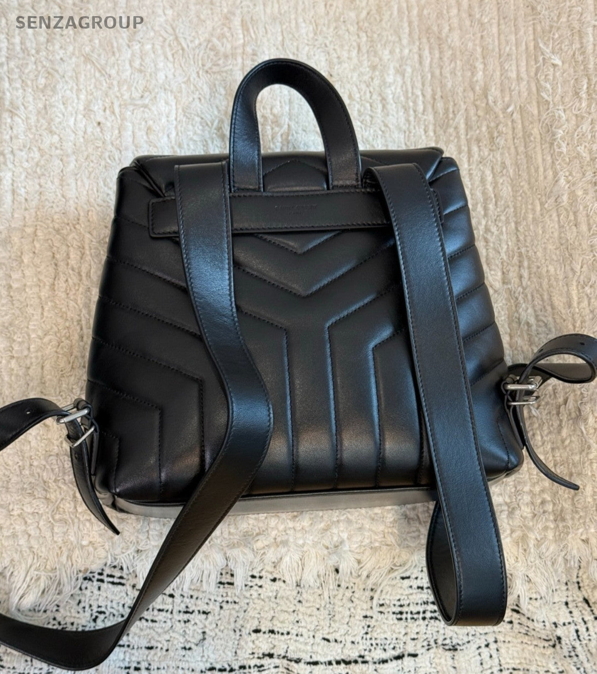 YSL Saint Laurent LouLou Backpack PM Top Handle Shoulder bag Black Women