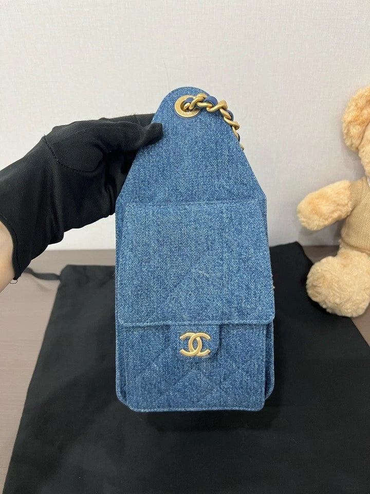CHANEL 26P Denim Blue Small 25Bag Tote Bag For Women