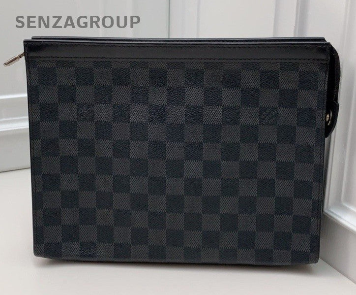 Louis Vuitton Canvas Clutch Handbag Black