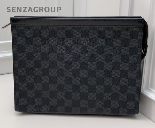 Louis Vuitton Canvas Clutch Handbag Black