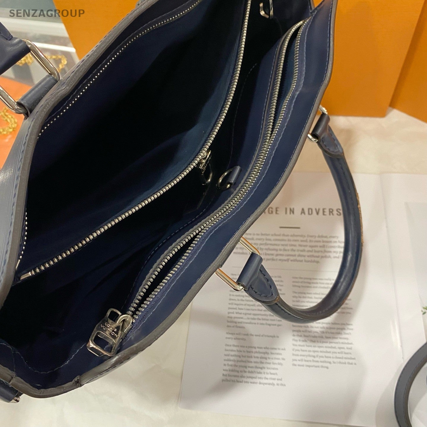 Louis Vuitton Briefcase Top Handle Dark blue 2way Shoulder Handbag