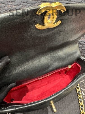 Chanel Black Gold 19 Bag Small Quilted Chain Shoulder Bag Classic Women