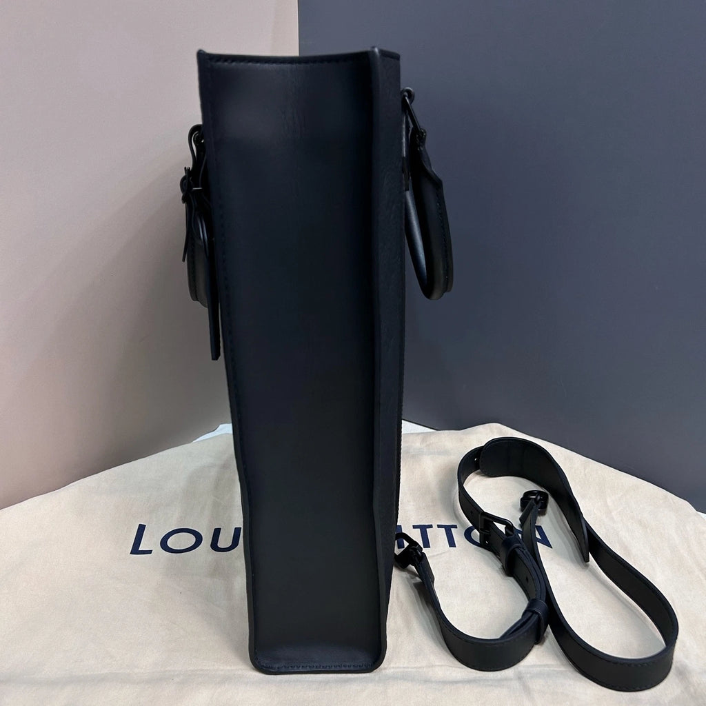 Excellent Louis Vuitton Sac Plat Calfskin Monogram Black Handbag Shoulder Bag