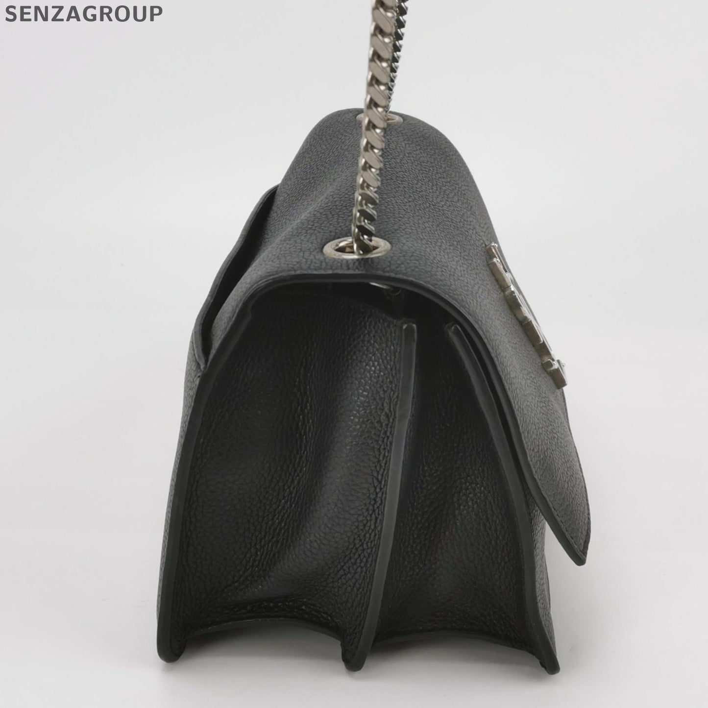 YSL Sunset Envelope Chain Shoulder Crossbody Bag Black Silver Women Classic