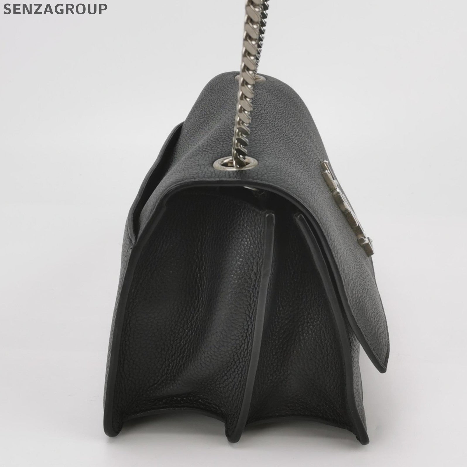 YSL Sunset Envelope Chain Shoulder Crossbody Bag Black Silver Women Classic