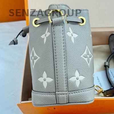 Louis Vuitton Monogram Nano Noe Grey Gold Shoulder Crossbody Bag Women Classic