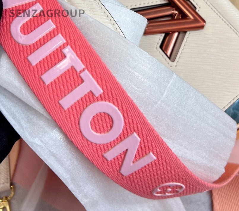 Louis Vuitton Twist PM Top Handle Bag Crossbody White Pink Used Women Classic