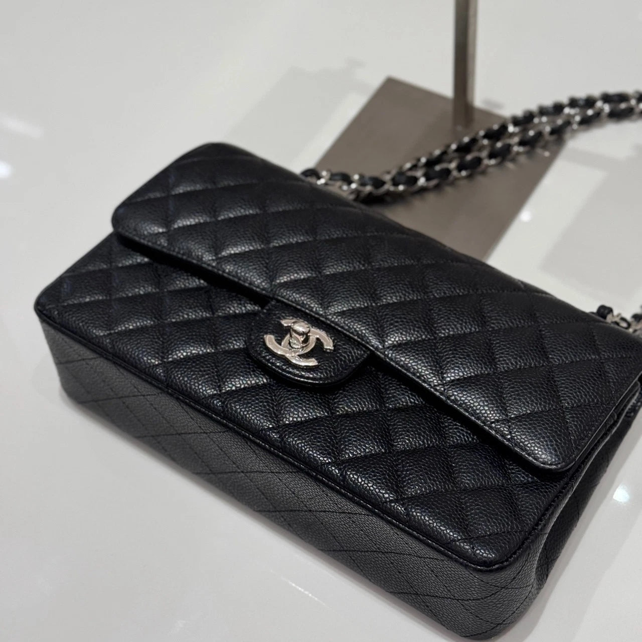 CHANEL CF Medium Black Leather Shoulder Bag For Women
