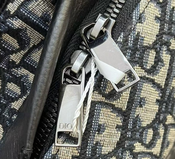 Christian Dior Oblique MM Backpack Black Silver Unisex Adults Classic