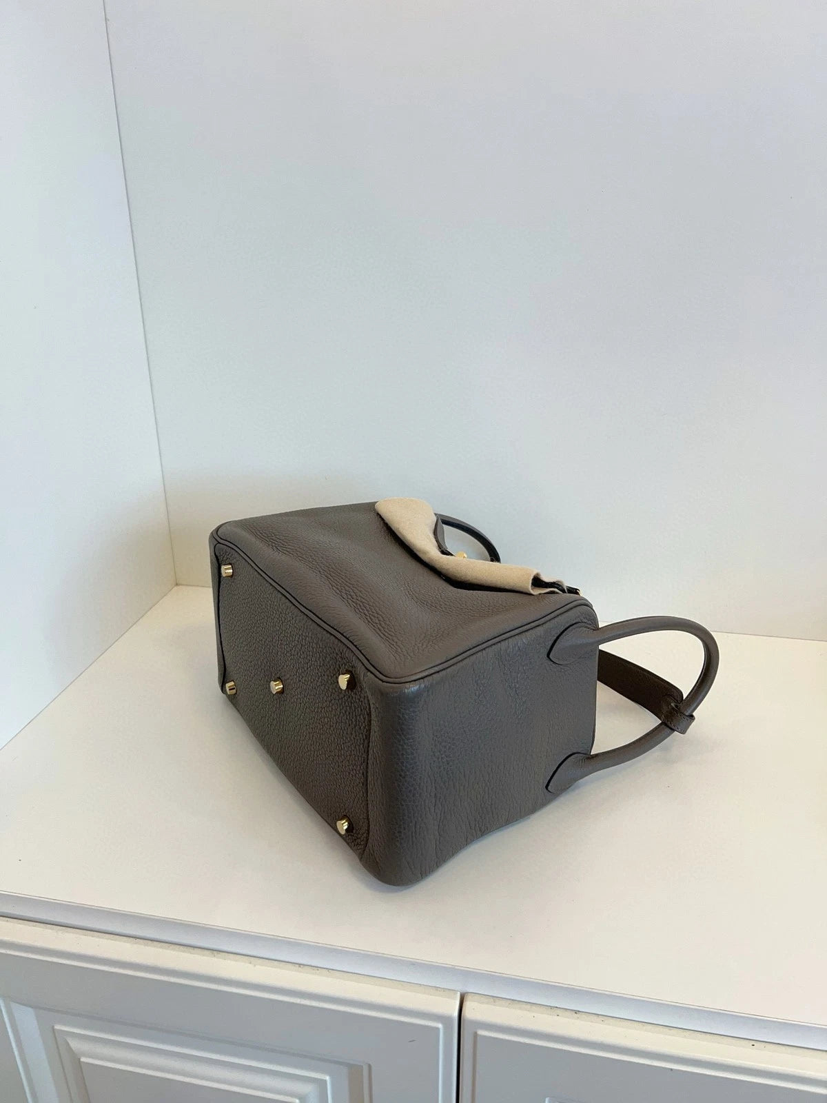 Hermes Lindy30 Grey Leather Handbag For Women