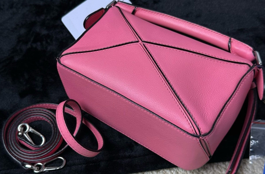 Loewe Mini Puzzle Calfskin 2ways Shoulder Crossbody Bag Classic Pink
