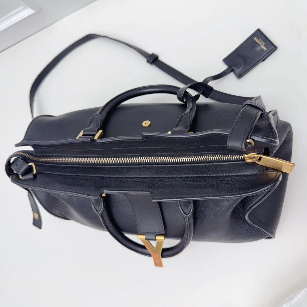 Saint Laurent Tote Black Top Handle Crossbody Bag Gold Hardware Women Fashion