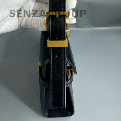 YSL Saint Laurent Manhattan Black Gold Top Handle Shoulder Bag Classic