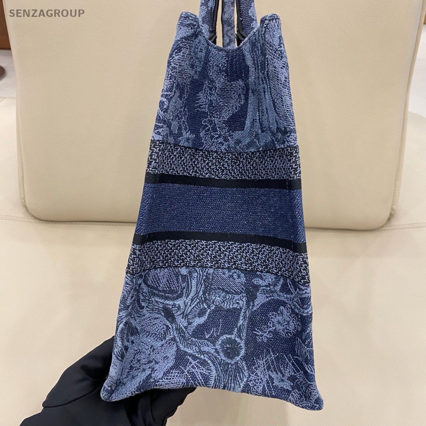 Christian Dior Book Tote MM Handbag Blue Used Women Classic