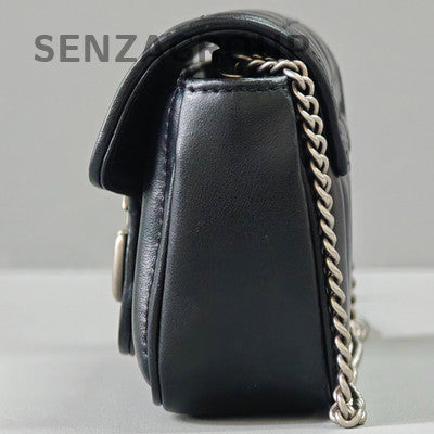 Gucci Marmont Mini Chain Shoulder Bag in Black Silver