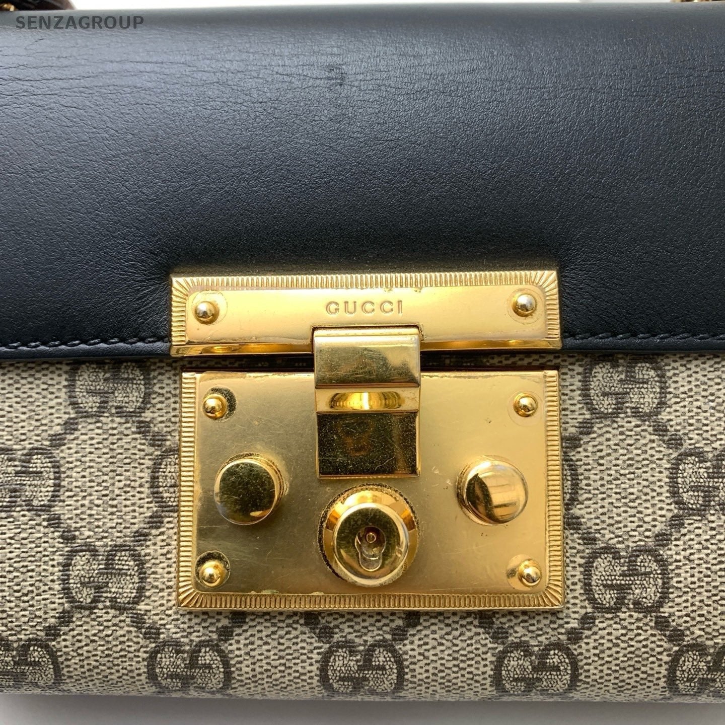 Gucci  Padlock Chain Shoulder Bag Crossbody Beige Black Gold Women Classic