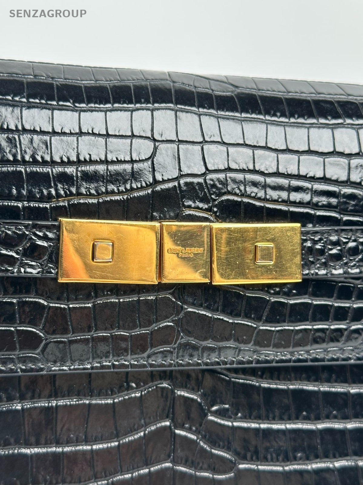 SJ0001 YSL MANHATTAN Small Crocodile Embossed Calfskin Handbag