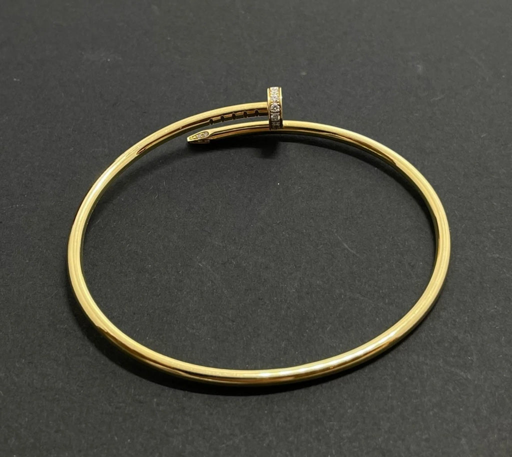 Cartier Juste Un Clou 18k Yellow Gold Small Diamond Bangle Bracelet Size16