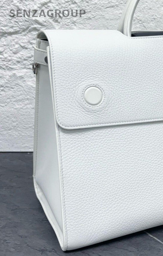 Dior Diorever Calfskin Leather Top Handle Shoulder Bag White Black Women Classic