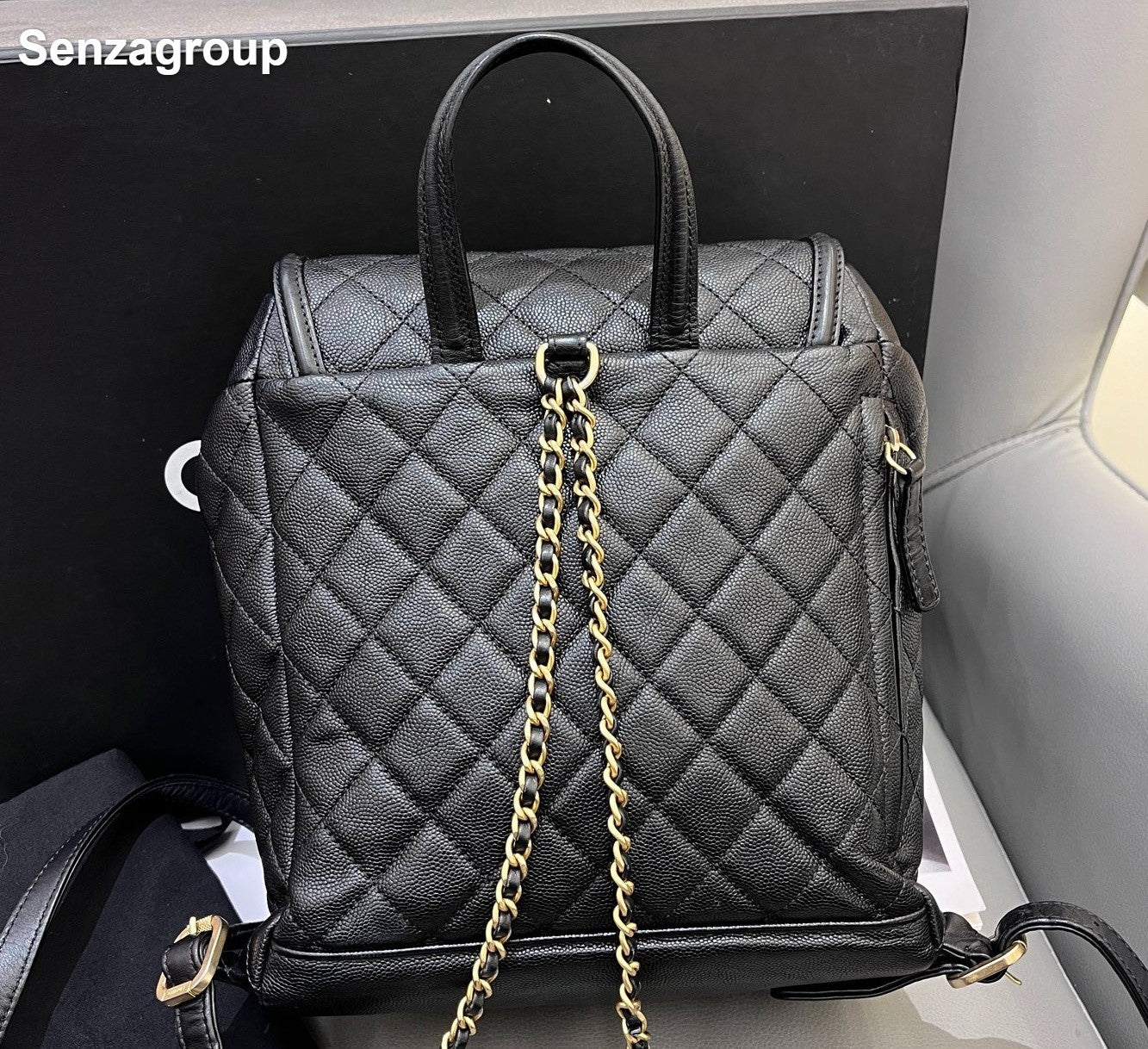 Chanel Vanity Case PM Backpack Black Gold Diamond Women Classic Fashion