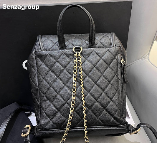 Chanel Vanity Case PM Backpack Black Gold Diamond Women Classic Fashion