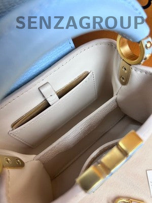 Louis Vuitton Capucines Nano White & Blue Handbag Chain Strap Women Fashion