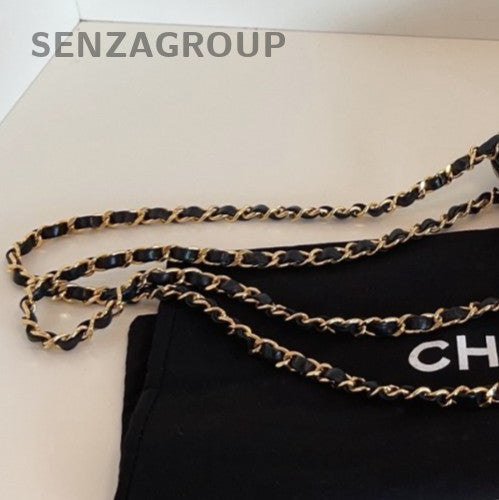 Chanel Diamond Vintage Chain Black Gold Shoulder Bag Crossbody Women Classic