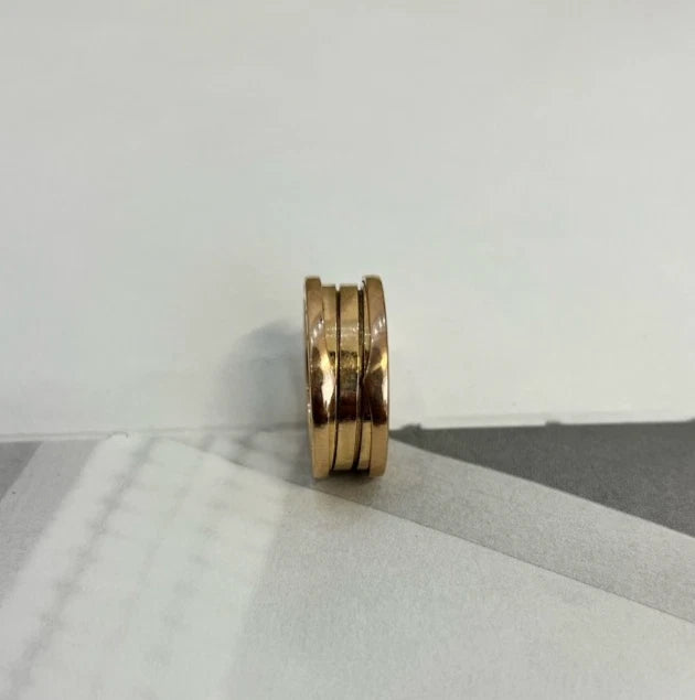 Bvlgari B. Zero1 18k Rose Pink Gold 3 Band Ring EU57/US8