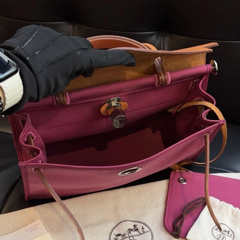 Hermes Herbag 31 Tote Top Handle Shoulder Bag Purple Women Fashion
