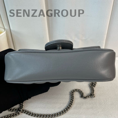 Gucci Mini Marmont Bag in Grey Silver Chain Shoulder Crossbody Classic