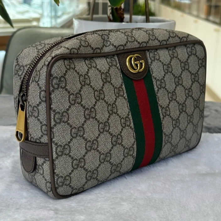 Gucci GG Supreme Canvas Brown Monogram Clutch For Women