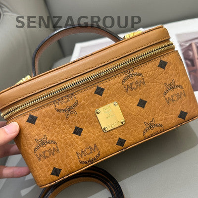MCM Box Handbag Brown Gold Hardware Women's Classic Crossbody Bag