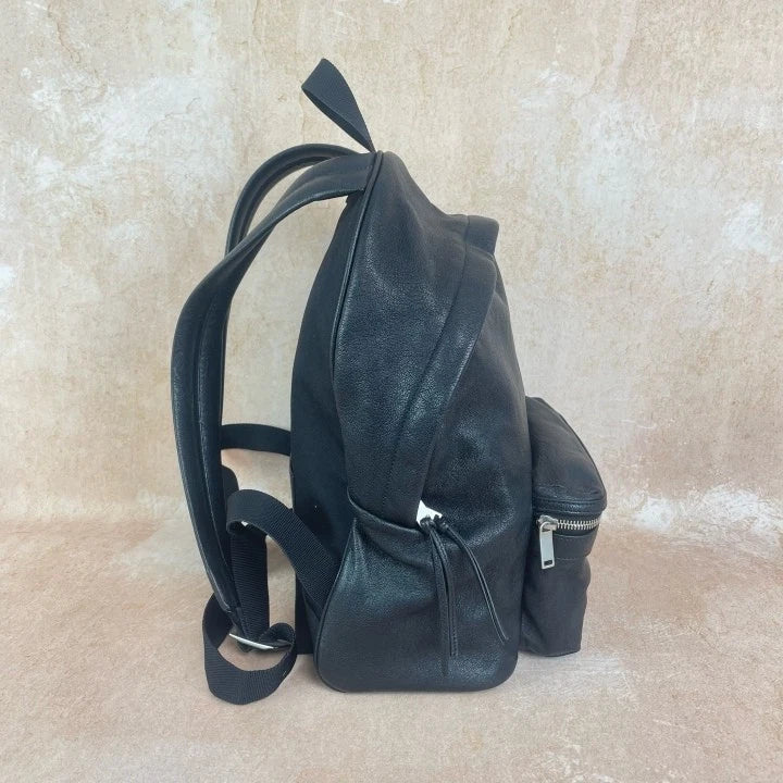 Saint Laurent Black Calfskin Canvas Backpack For Women