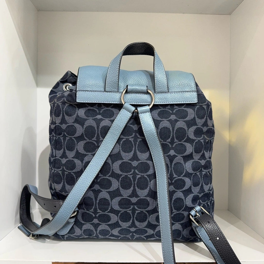 Coach Blue Canvas Medium Backpack Handbag For Women