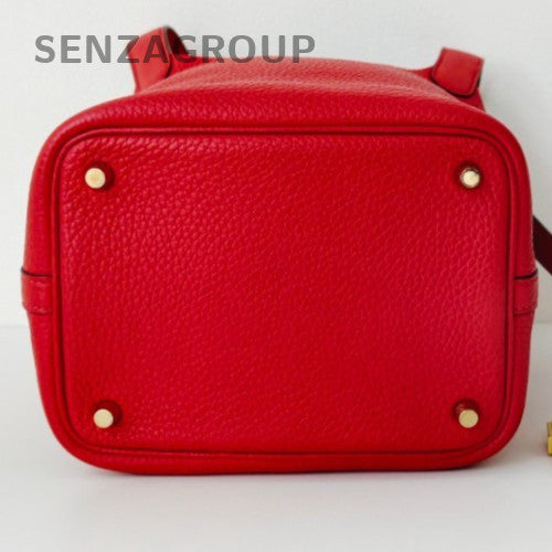 Hermes Picotin Lock Gold Hardware Tote Bag Red Used Women Classic