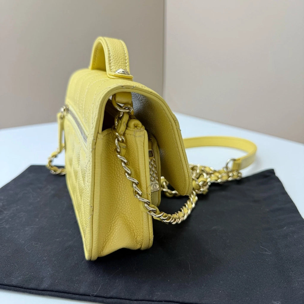 CHANEL Mini Messenger Shoulder Crossbody Bag Yellow For Women