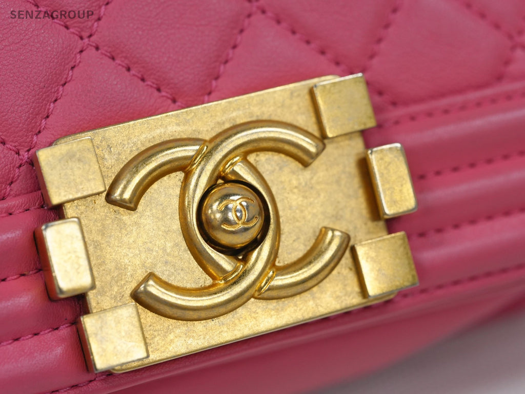 CHANEL Leboy PM Diamond Pattern Chain Shoulder bag Pink Gold Women Classic