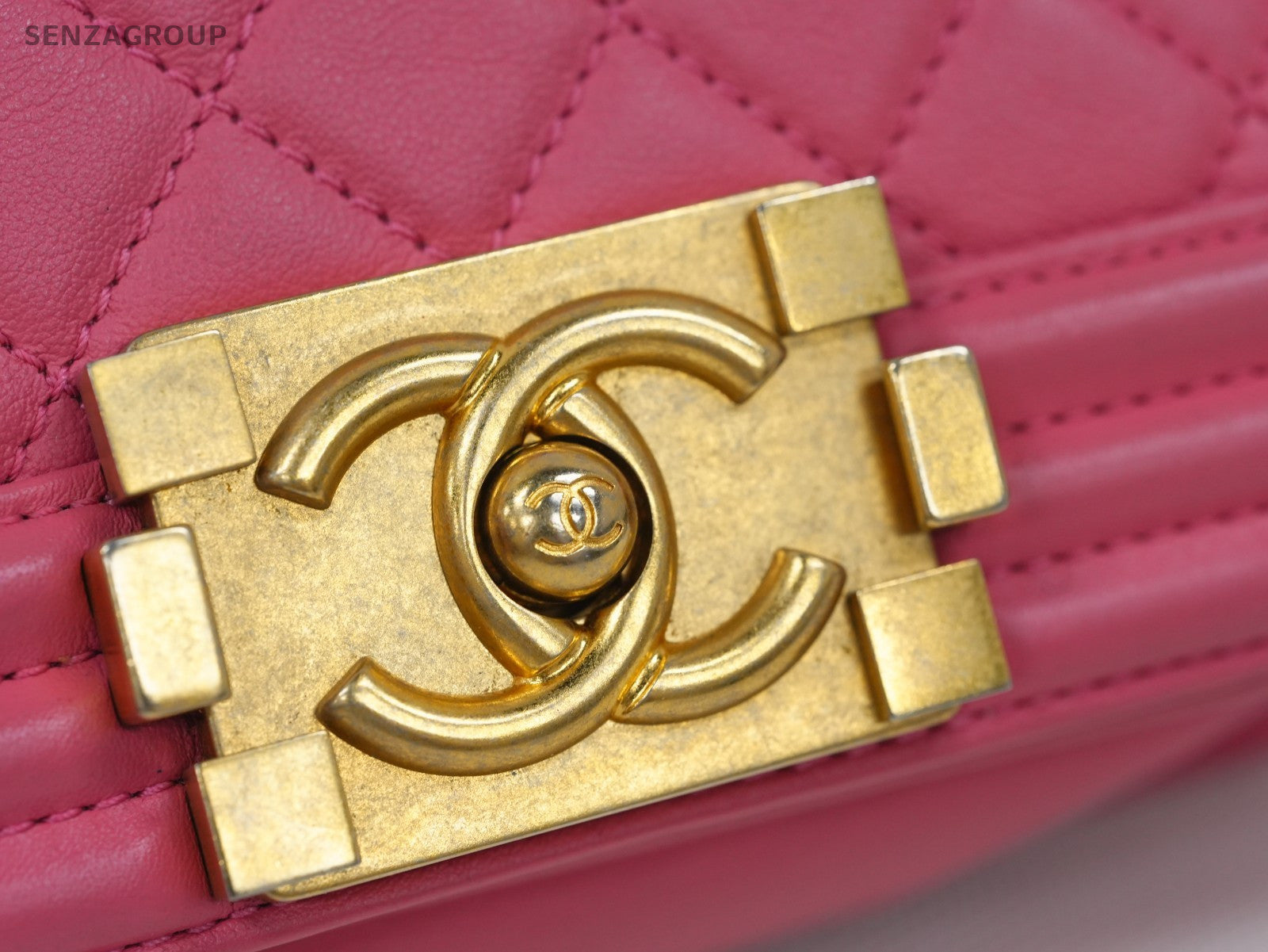 CHANEL Leboy PM Diamond Pattern Chain Shoulder bag Pink Gold Women Classic