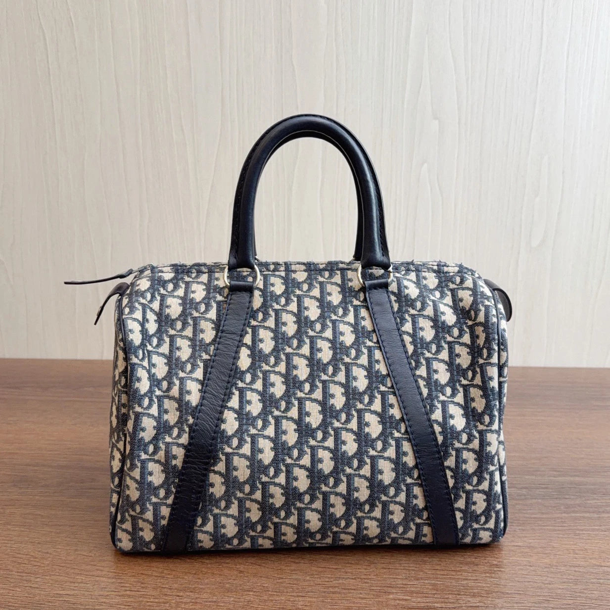 Christian Dior Boston Oblique Canvas Top Handle Bag Women Vintage