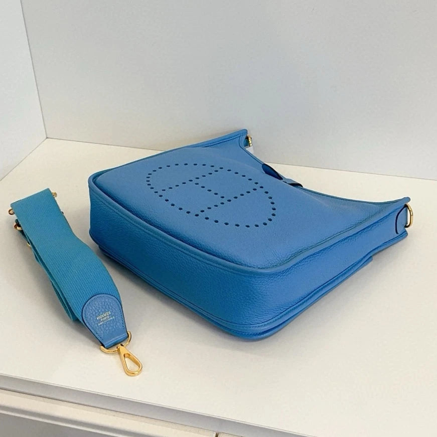Hermes Evelyne29 Shoulder Crossbody Blue Gold Used Women Classic