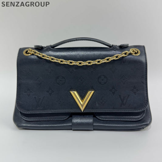 Louis Vuitton Very Chain Leather Black Gold Shoulder Crossbody Bag Women Classic