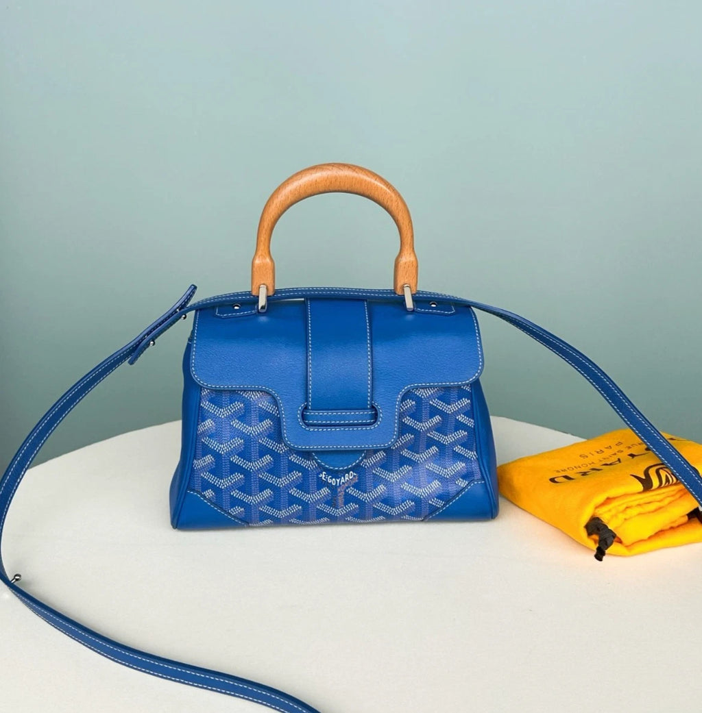 Goyard Saigon Crossbody Bag Top Handle Bag Blue Excellent