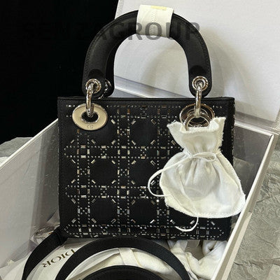 Dior Lady Dior Cannage Black Silver Handbag Shoulder Bag Classic