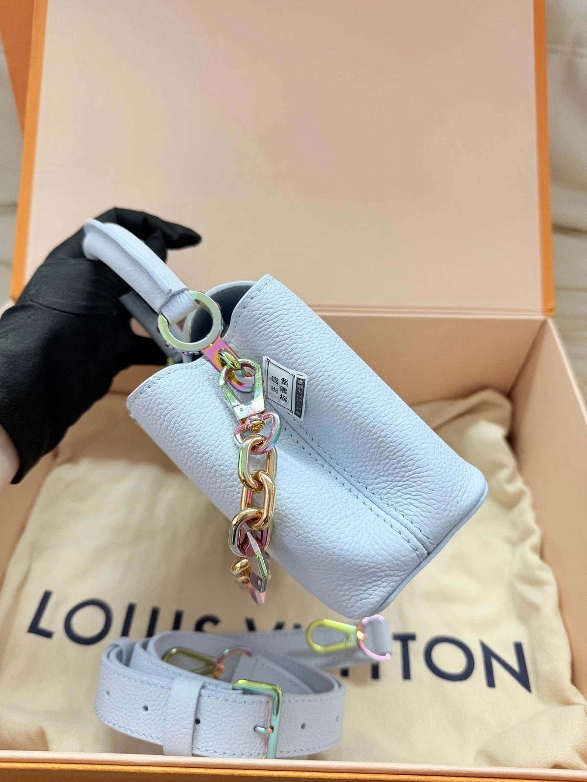 Louis Vuitton Capucines Blue Crossbody Handbag Excellent