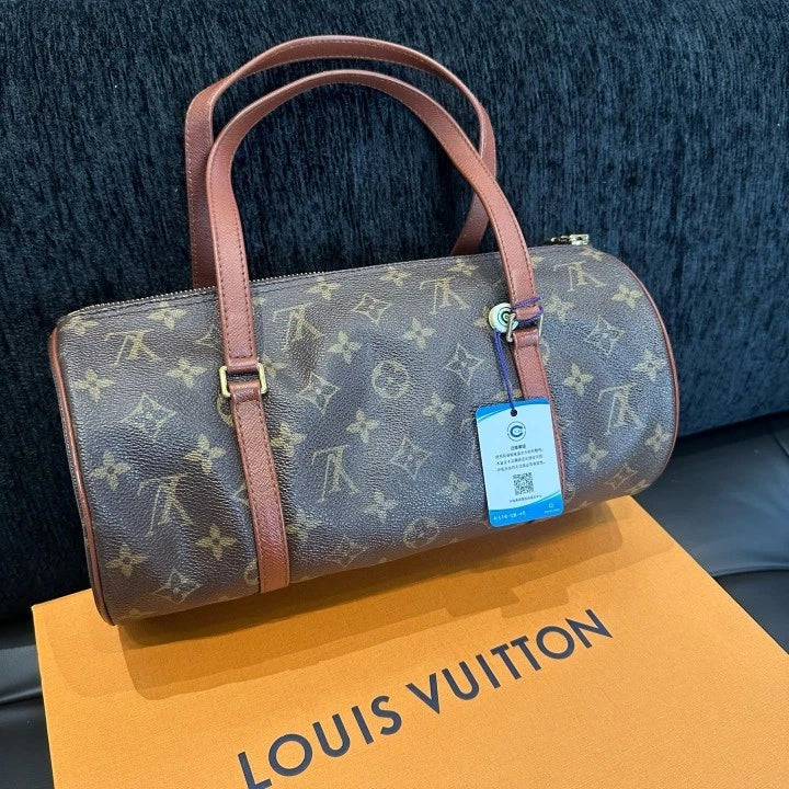 Louis Vuitton Papillon Monogram Barrel Bag Shoulder Bag Brown Gold Women D